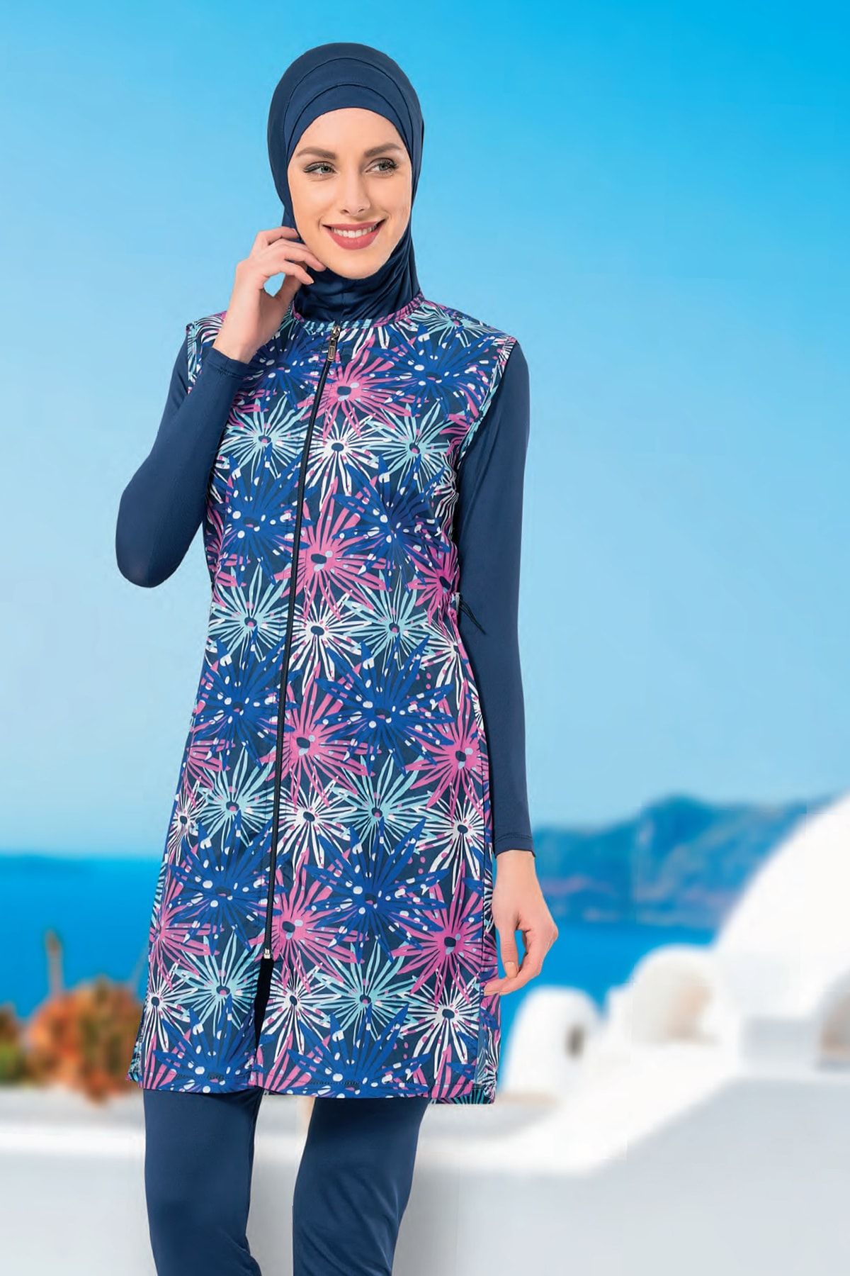 SEBOTEKS Slim Fit Jile Kapalı Tesettür Mayo 2190