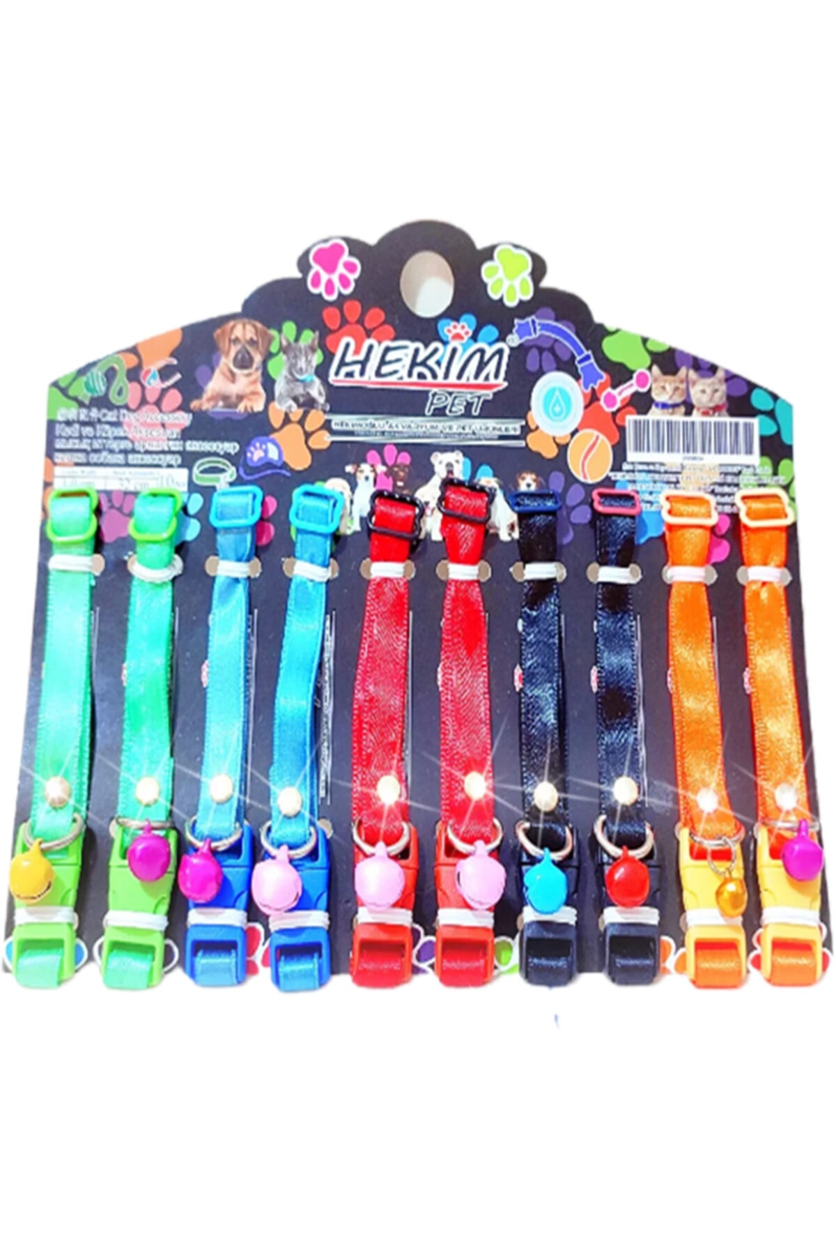 HEKİM PET Saten Doku 10'lu Kartelada Karışık Kedi Boyun Tasması