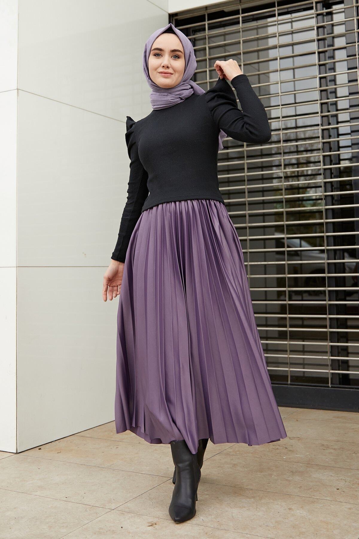 Trend Marfa Piliseli Beli Lastikli Etek