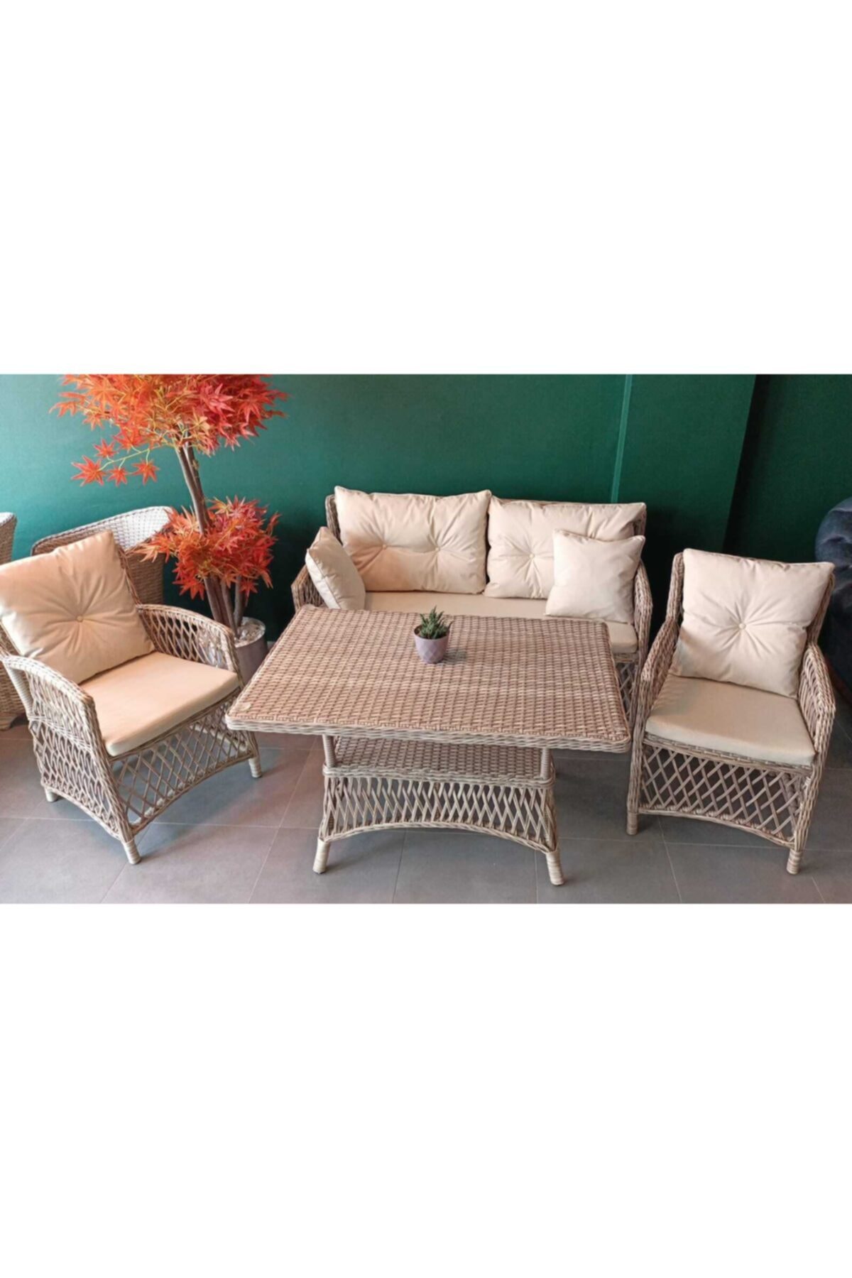 guzelbey rattan krem bahce balkon koltuk takimi fiyati yorumlari trendyol