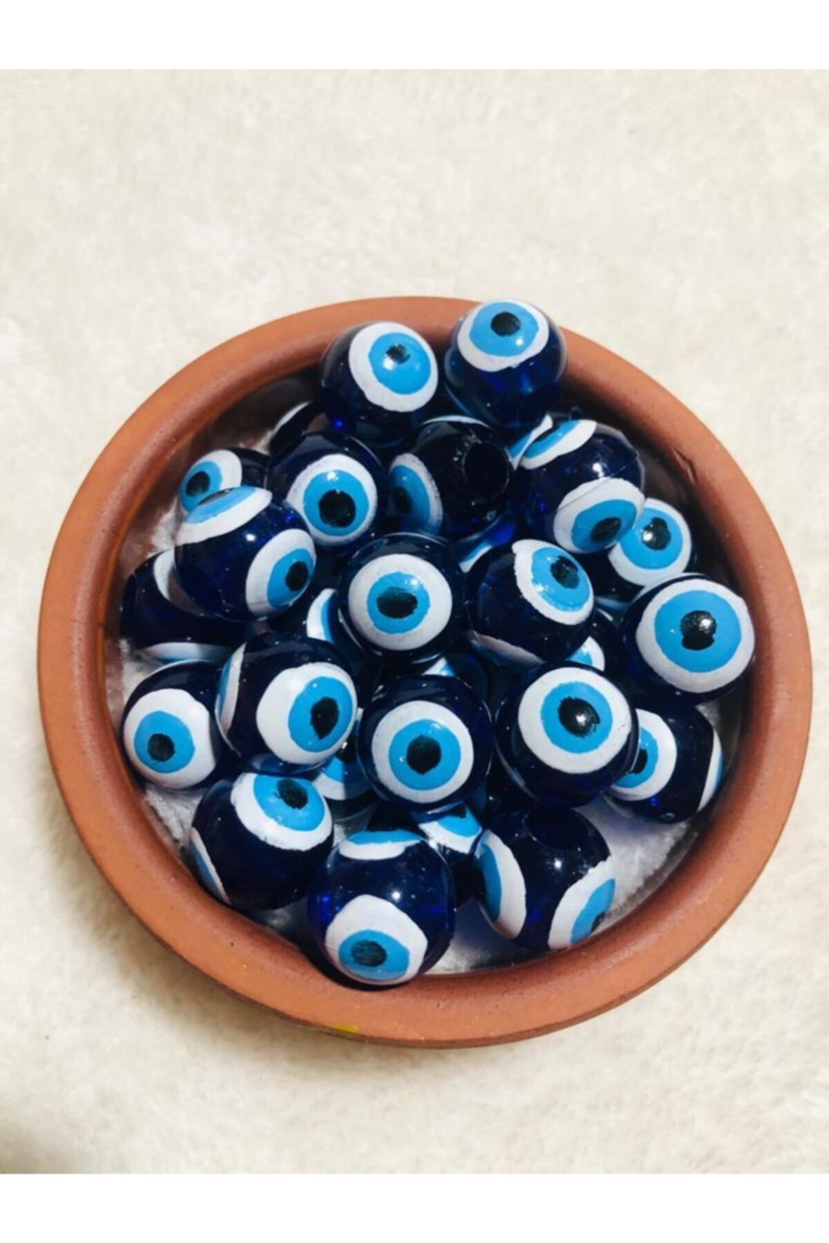 izmir Bitpazarı 18 Mm Danagöz Nazar Boncuğu - Dekoratif Boncuk 25 Adet - ( Kalın Delikli )