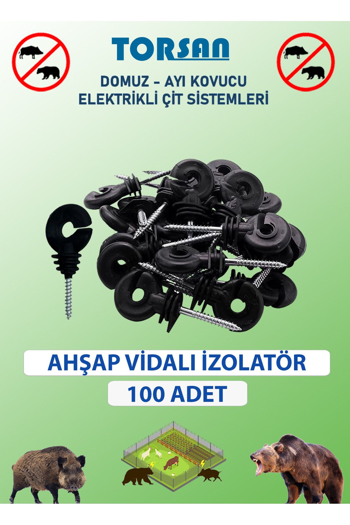 Polat Elektrikli Çit TelAhşap Vidalı Izolatör...