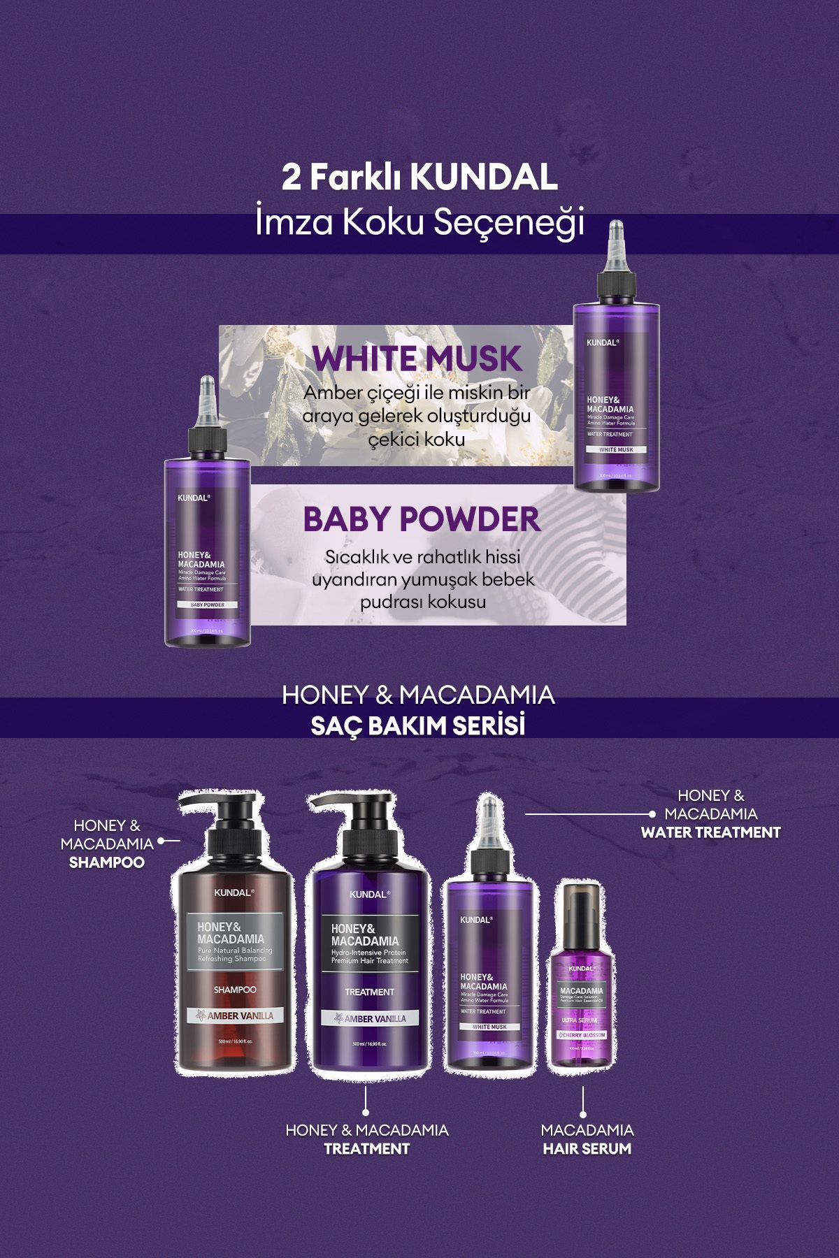 Yoğun Bakım Sağlayan Sıvı Saç Kremi KUNDAL Miracle Damage Care Water Treatment 300ml (Baby Powder)