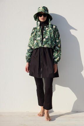 RÜZGARLIKLI 3'LÜ TESETTÜR MAYO TAKIMI YAPRAK Image 5