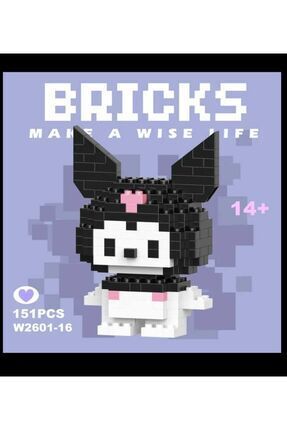Sanrio Kuromi Bricks Karakter Figür Oyuncak 3D Yapboz Puzzle Yapı Oyuncakları Image 1