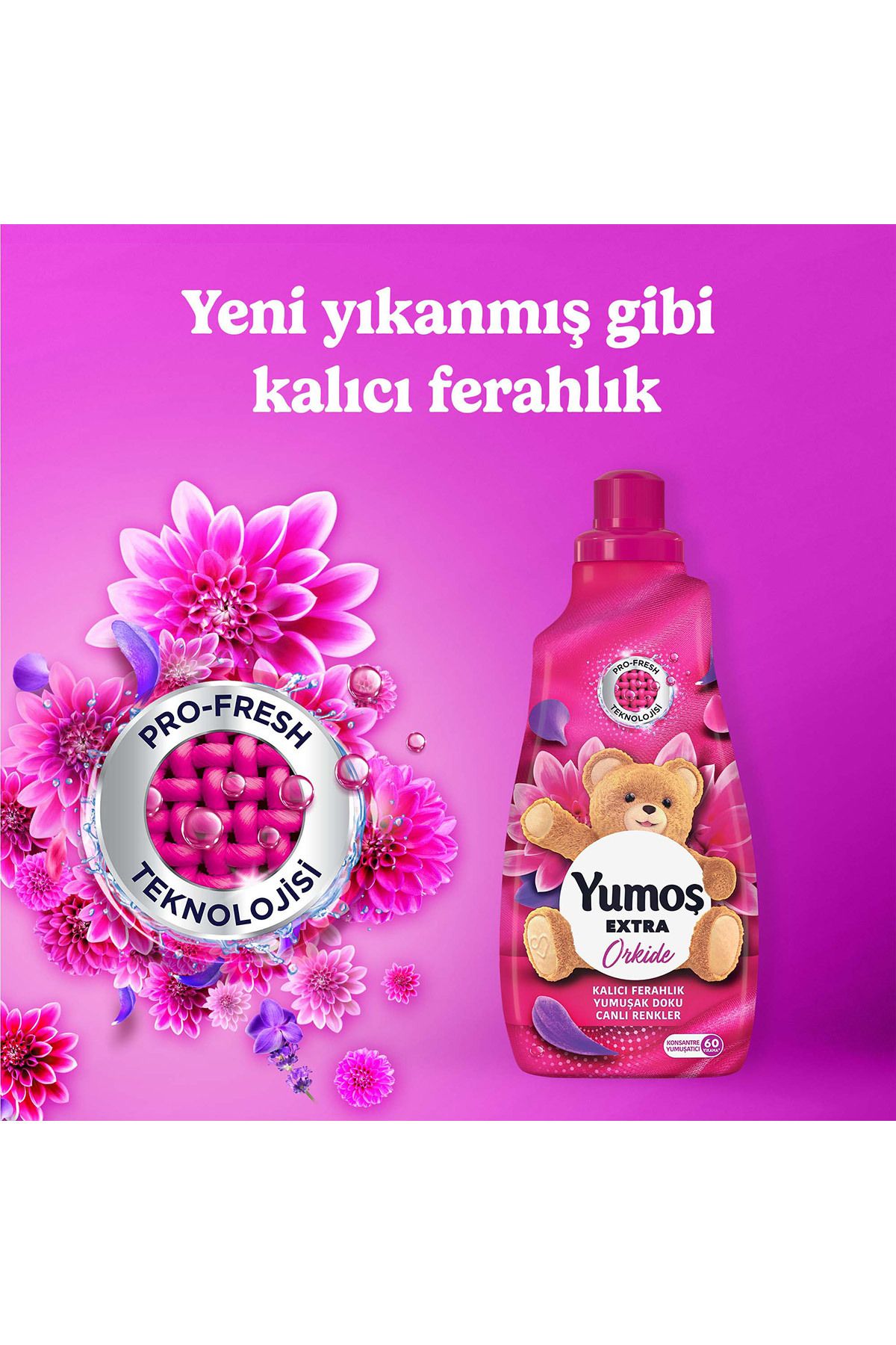 Extra Konsantre Çamaşır Yumuşatıcısı Orkide 1440 ml 60 Yıkama 4 Adet