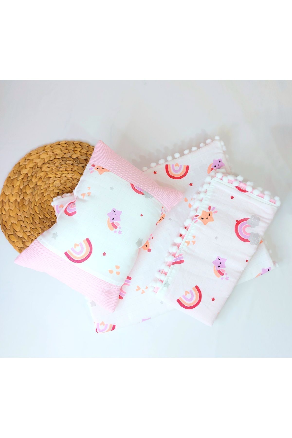 ست بالش پتوی 3 کوسنی کوسن پوشک بچه موسلین پیکه