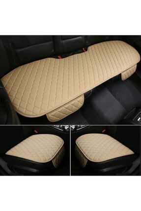Suni Deri Oto Koltuk Minderi 3 Lü Krem Image 0