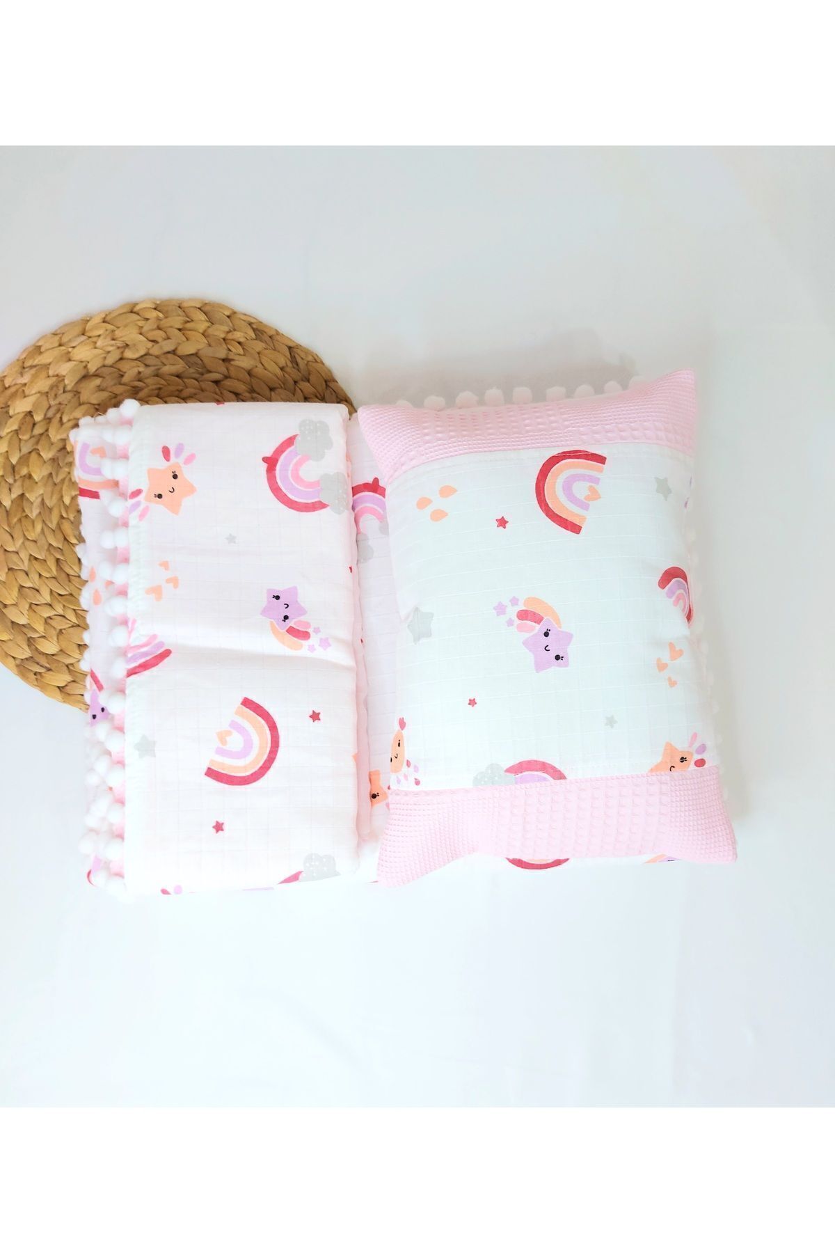 ست بالش پتوی 3 کوسنی کوسن پوشک بچه موسلین پیکه