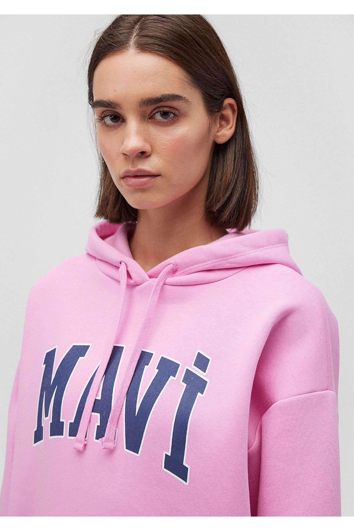 Logo Baskılı Kapüşonlu Pembe Sweatshirt 1600361-71038