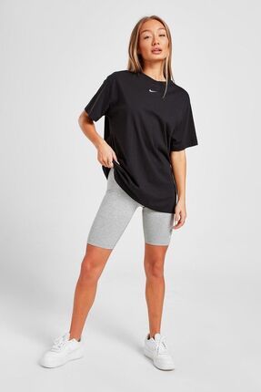 Sportswear Oversized T-shirt Unisex Nakış Swooslu Siyah Tişört Image 4