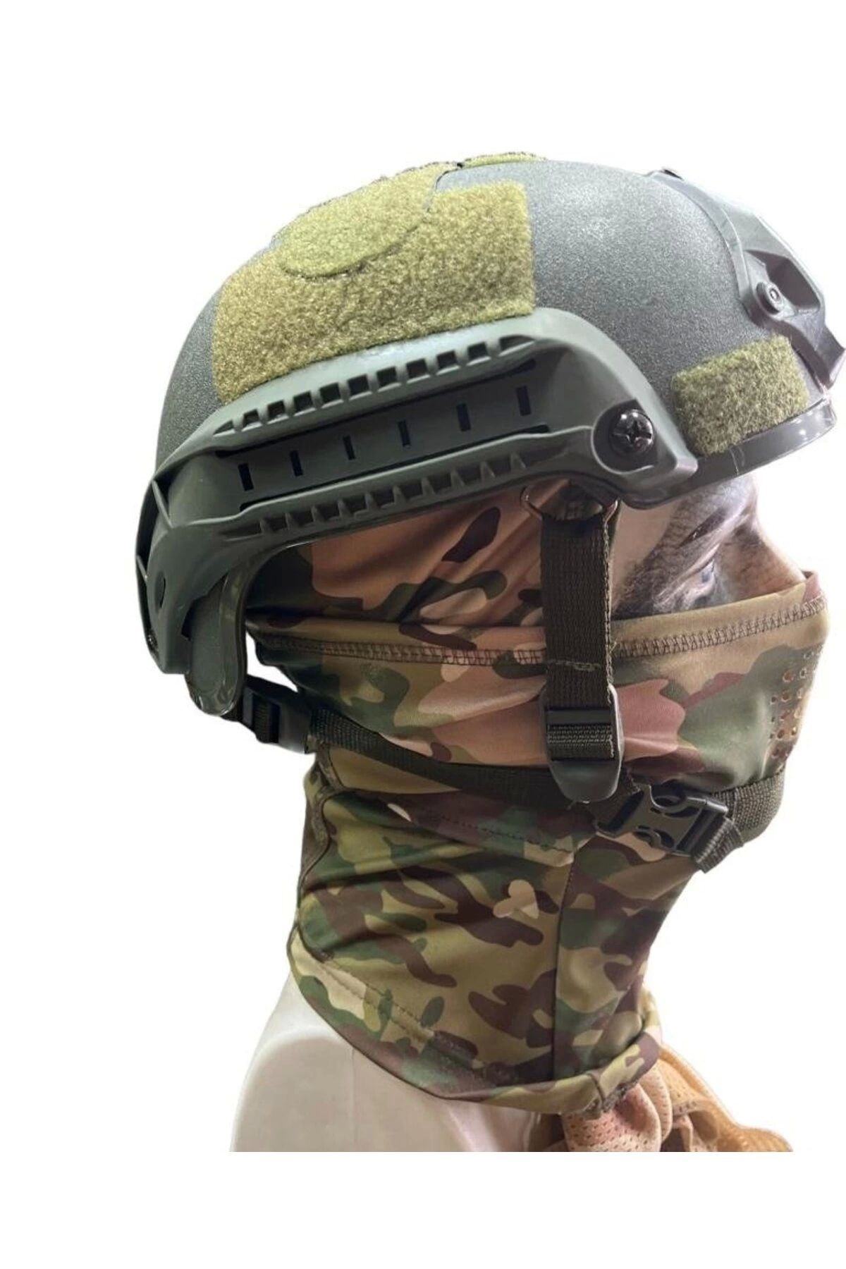 AirSoft Kompozit Raylı Kulaksız Koruyucu Kask Miğfer Haki