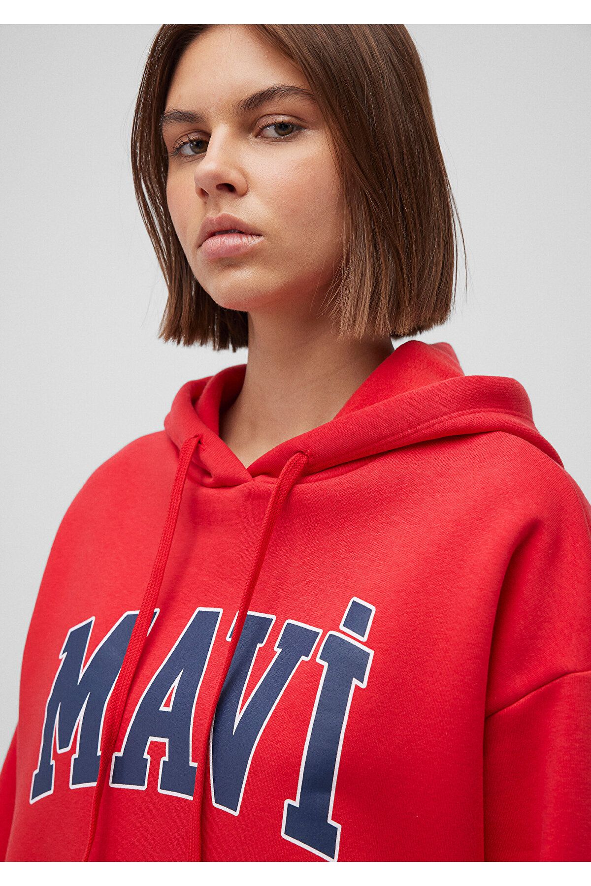 Logo Baskılı Kırmızı Kapüşonlu Sweatshirt Oversize/geniş Kesim 1600361-82054