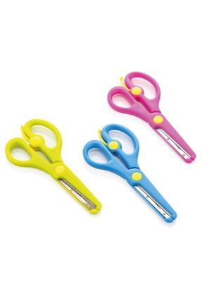 2li Çocuk Makası Küt Uçlu Yaylı Plastik Korumalı Okul Öğrenci Makası Image 1