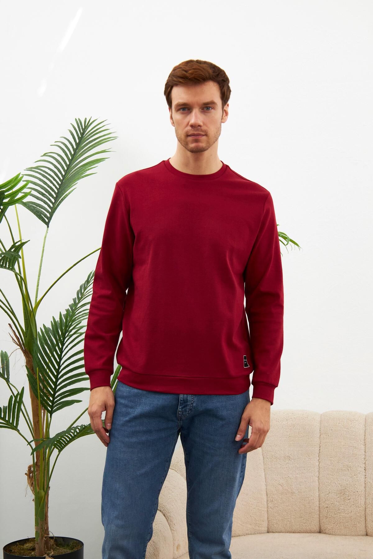 odelon Comfort Fit Basic DüzErkek Bordo Sweat...