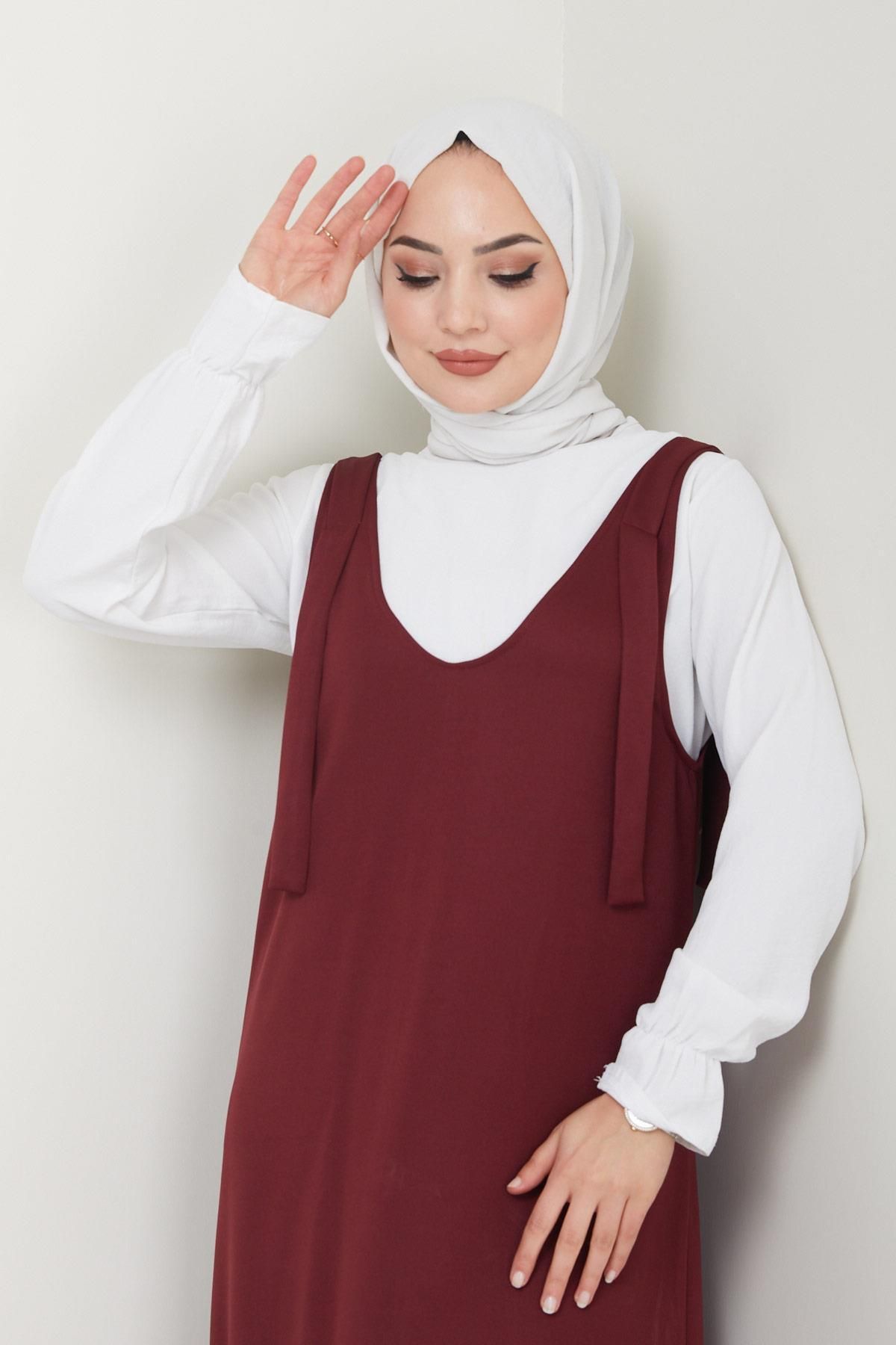 Nehir Örme Jile Elbise Bordo HM2389