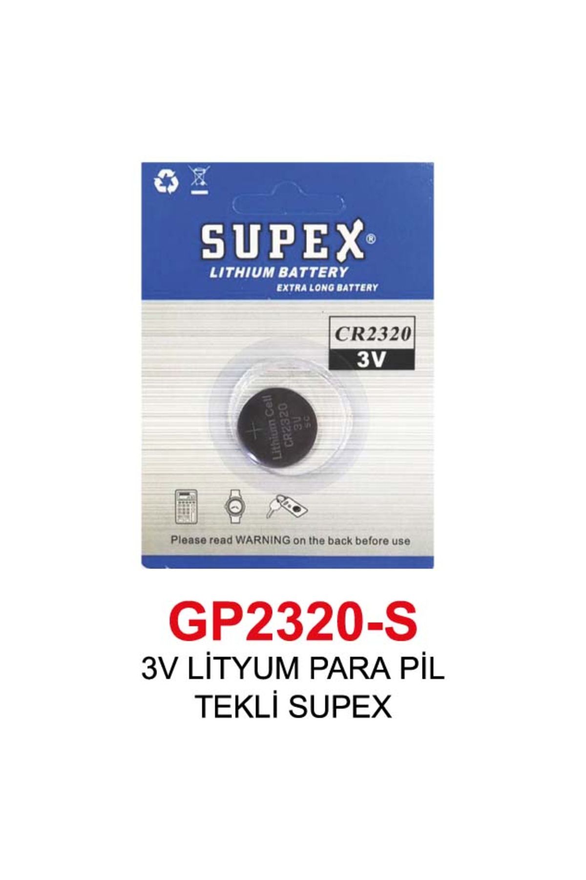 Supex 3V LİTYUM PARA PİLTEKLİ SUPEX 2320