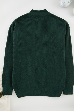 Yeşil  Fitted Triko Kazak TMNAW25KZ00064 Image 3