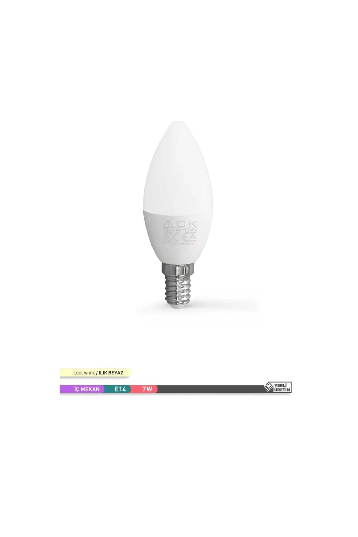 7 Watt E-14 Ince Duy 4000k Ilık Beyaz Buji Led Ampul