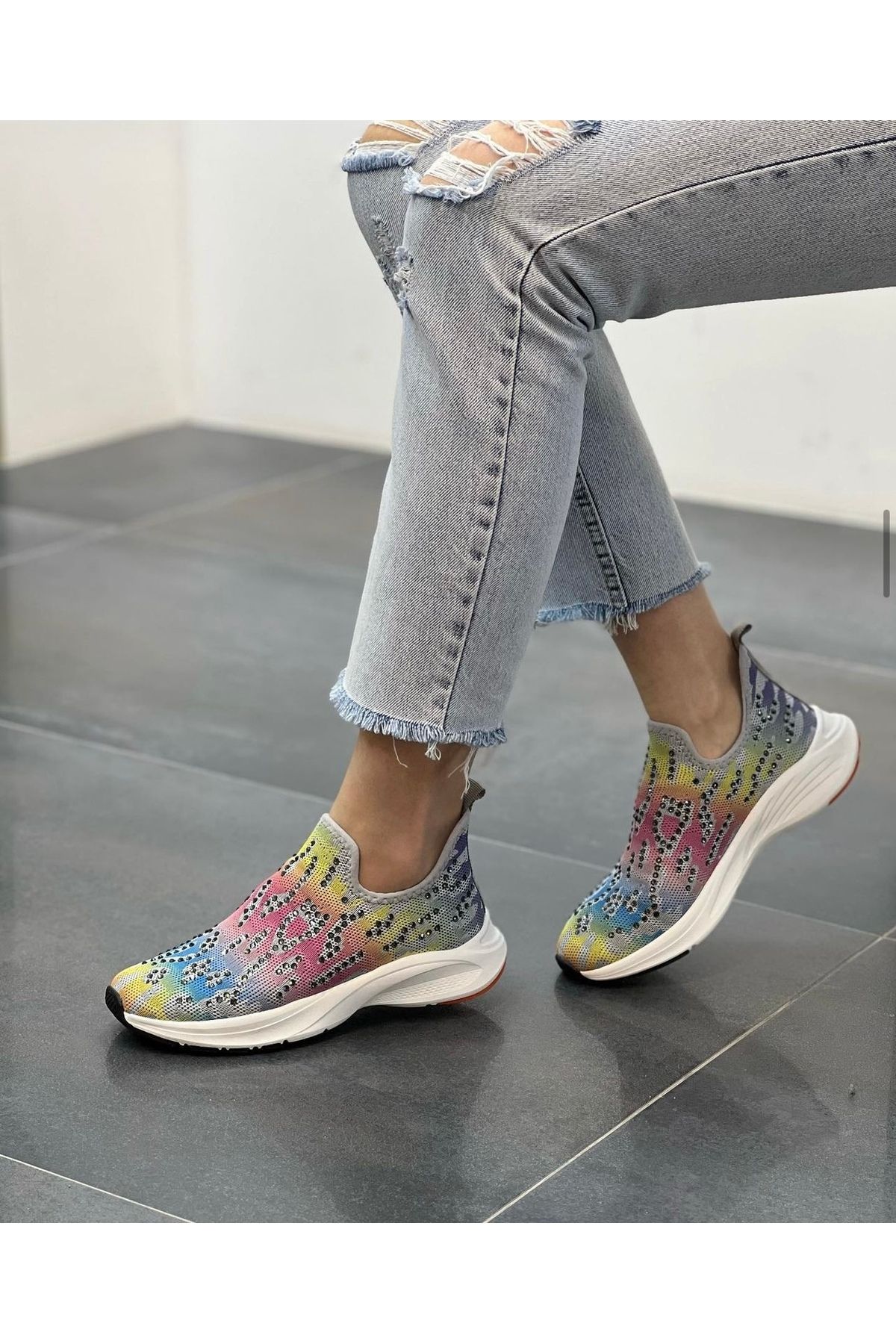 Hco Ithal Triko Renkli Kadın Sneakers