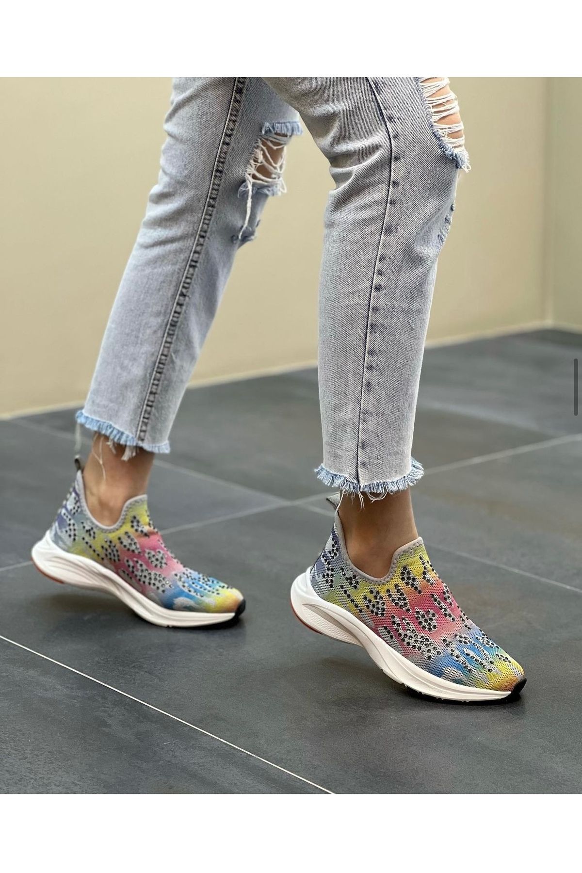 Hco Ithal Triko Renkli Kadın Sneakers