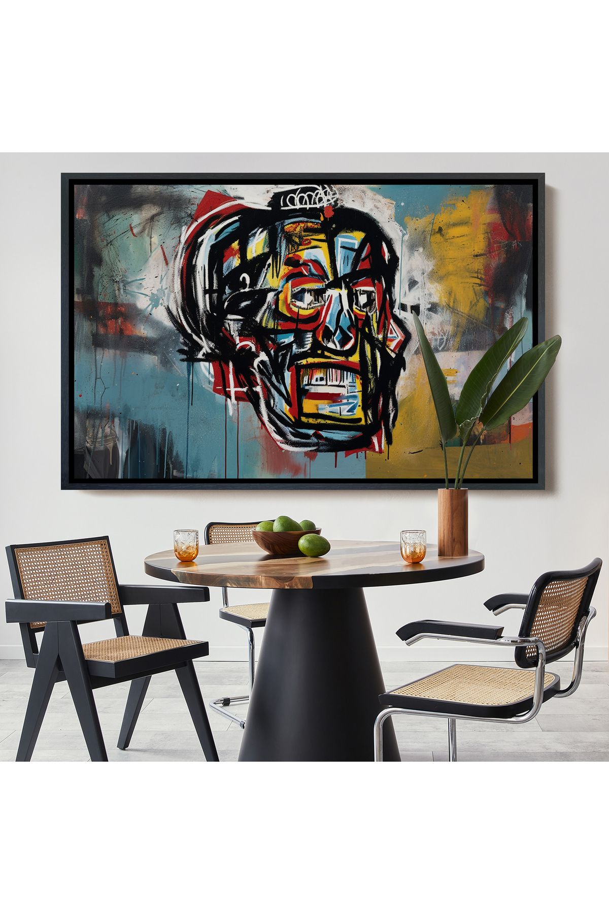 Çerçeveli Jean Michel Basquiat'İn Untitled Kafatası Tablosu-7266