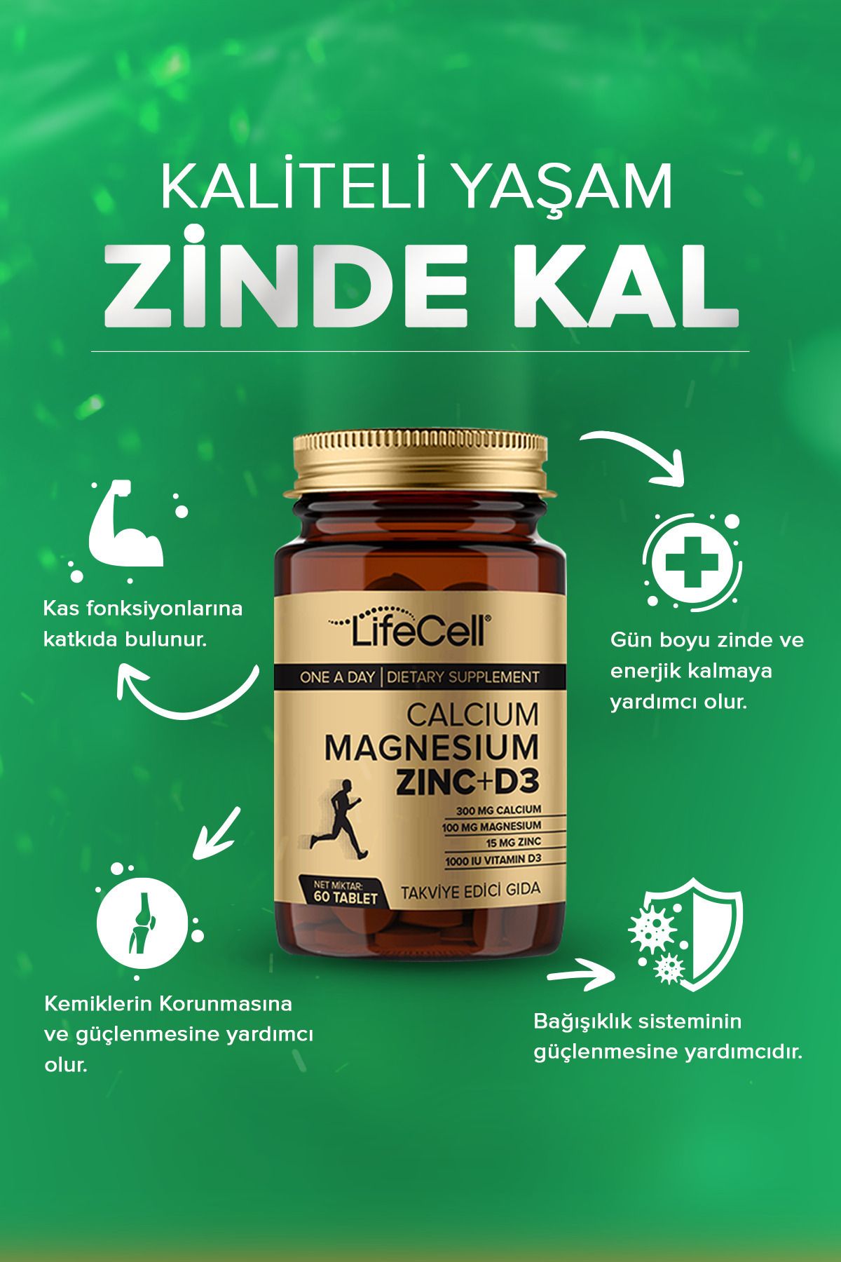 Calcium - Magnesium - Zinc - D3 - (KALSİYUM MAGNEZYUM ÇİNKO VE VİTAMİN D3) Takviye Edici Gıda