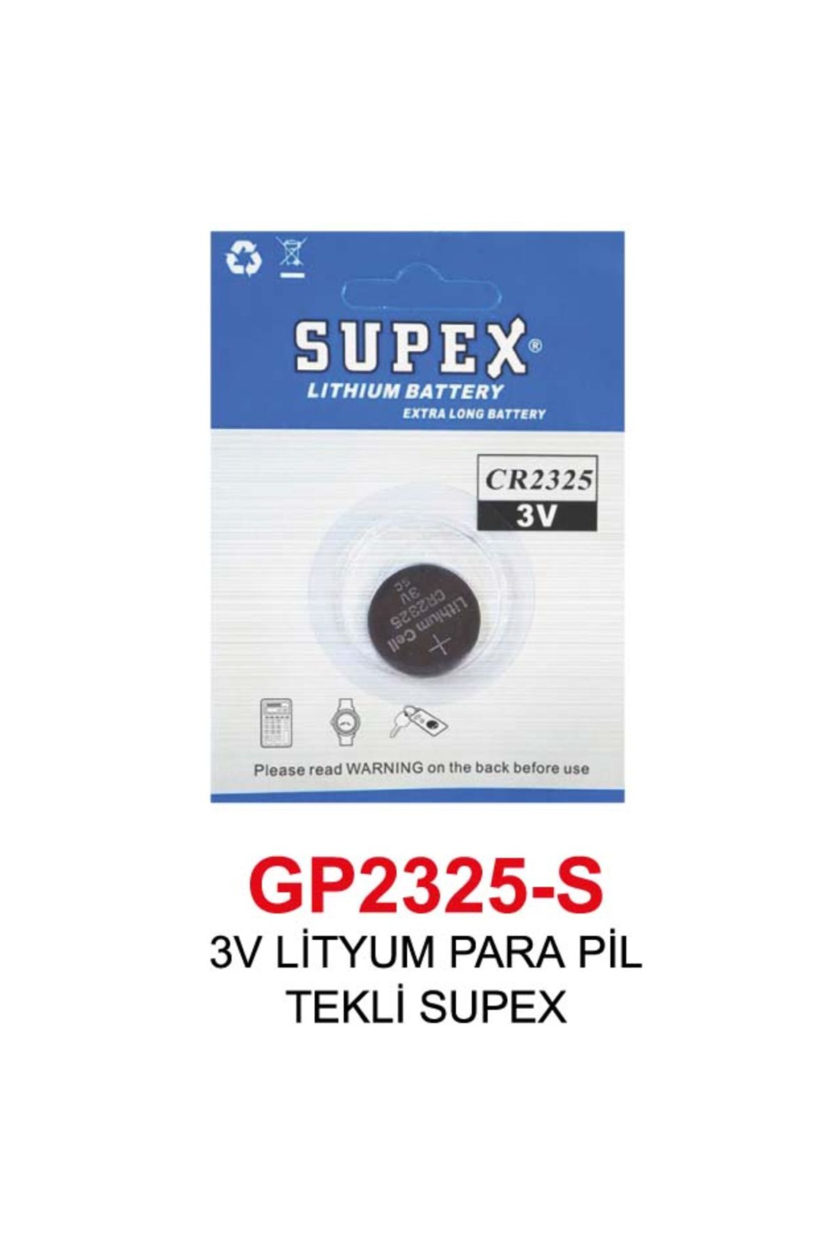 Supex 3V LİTYUM PARA PİLTEKLİ SUPEX 2325-S