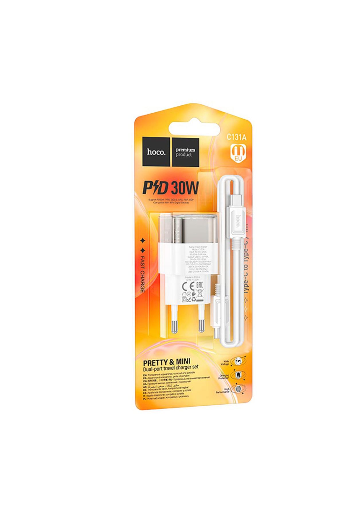 C131a Platinum Pd30w Qc3.0 Girişli Hızlı Şarj Başlığı Ve Type-c To Type-c Kablo