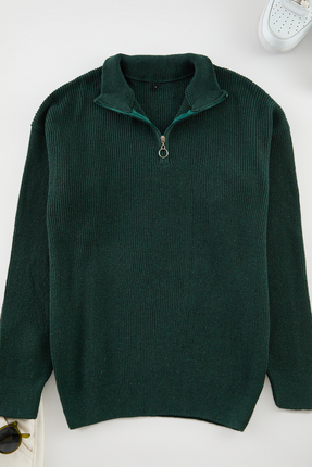 Yeşil  Fitted Triko Kazak TMNAW25KZ00064 Image 1