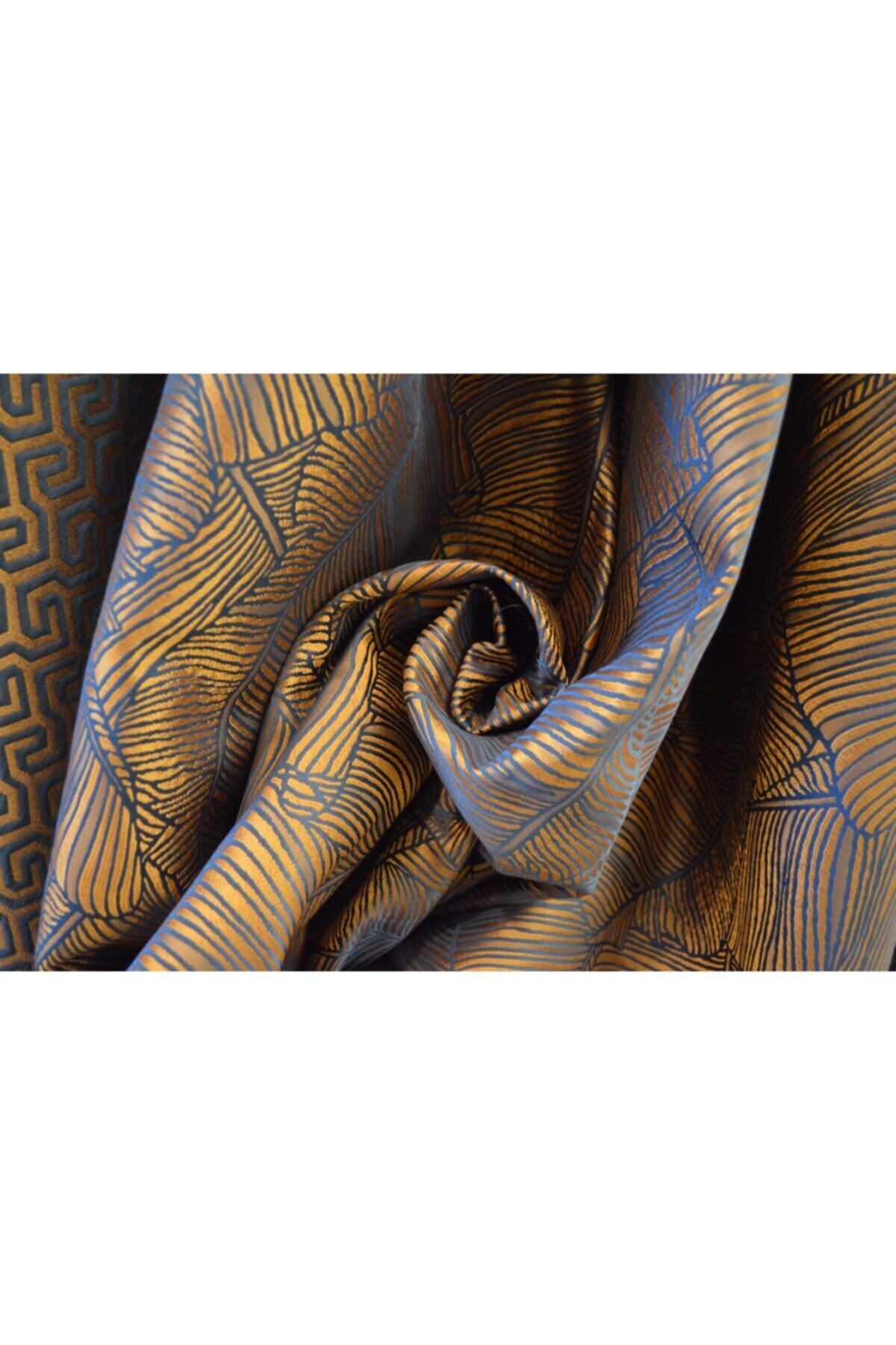 velutti home Kiremit Lacivert Ve Döşemelik Ve Perdelik Kadife Kumaş Foresta