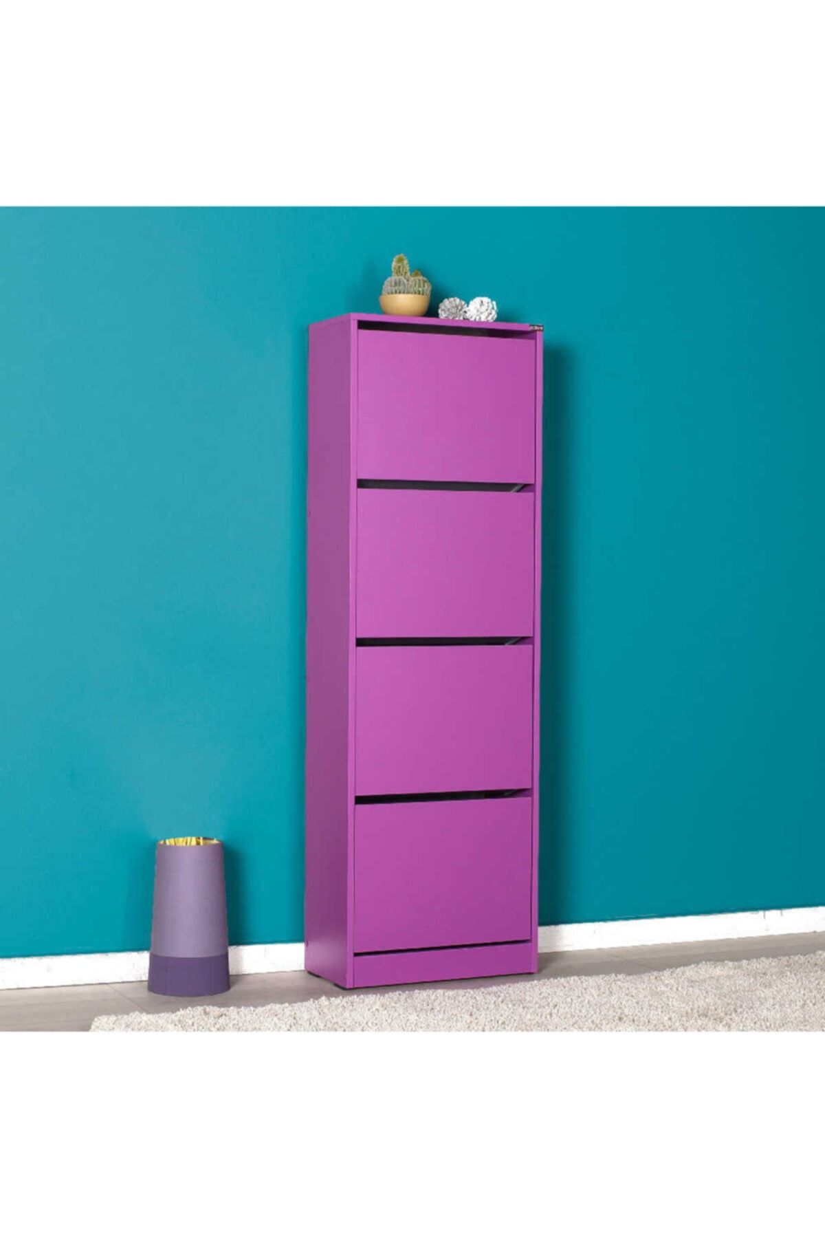 Adore Mobilya Flat Duo 4 Katlı Ayakkabılık Dolabı - Mor