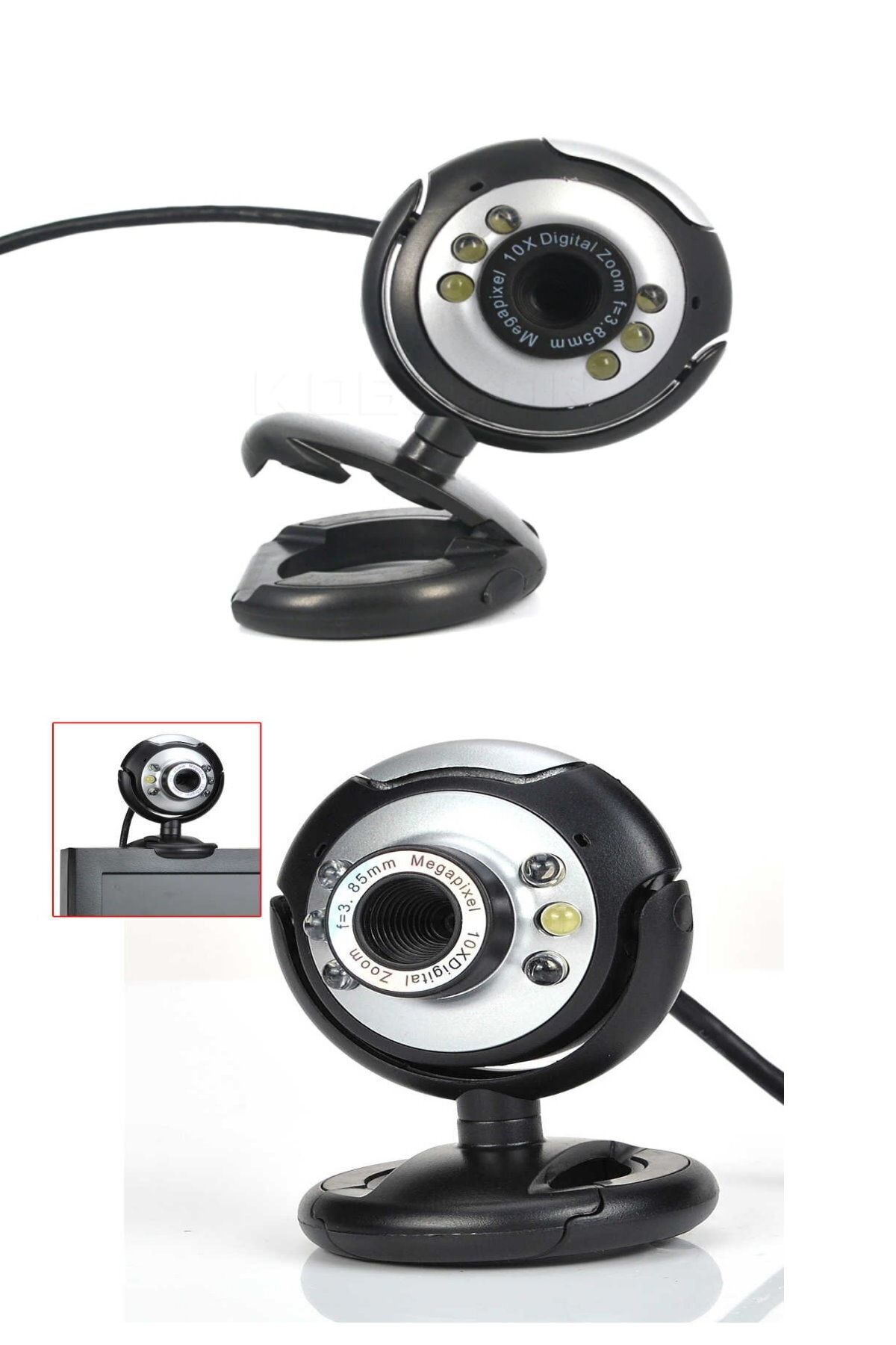 esmelen Dizüstü Ve Masaüstü Uyumlu 6 Adet Led Işıklı Kolay Kurulum Tak Çalıştır Webcam Mikrofonlu Webcam
