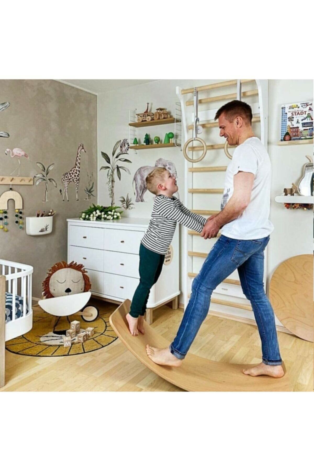 webkapinda Denge Tahtası Balance Board Yoga Egzersiz Platformu 88x30 Cm