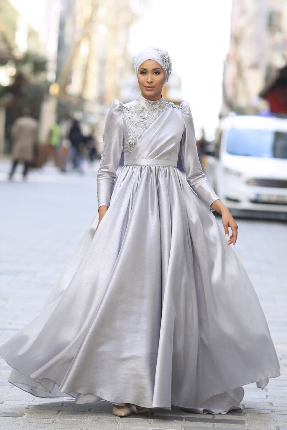MY DREAMS COLLECTİON Şakayık Abiye Gri