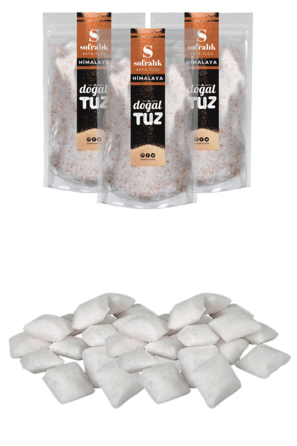 Doğaltuz Bundle Set - Himalaya Tuzu Ince Tip (3x1000gr) + Hediye Bulaşık Makinası Tuzu 2 Kg - Doğal Tuz