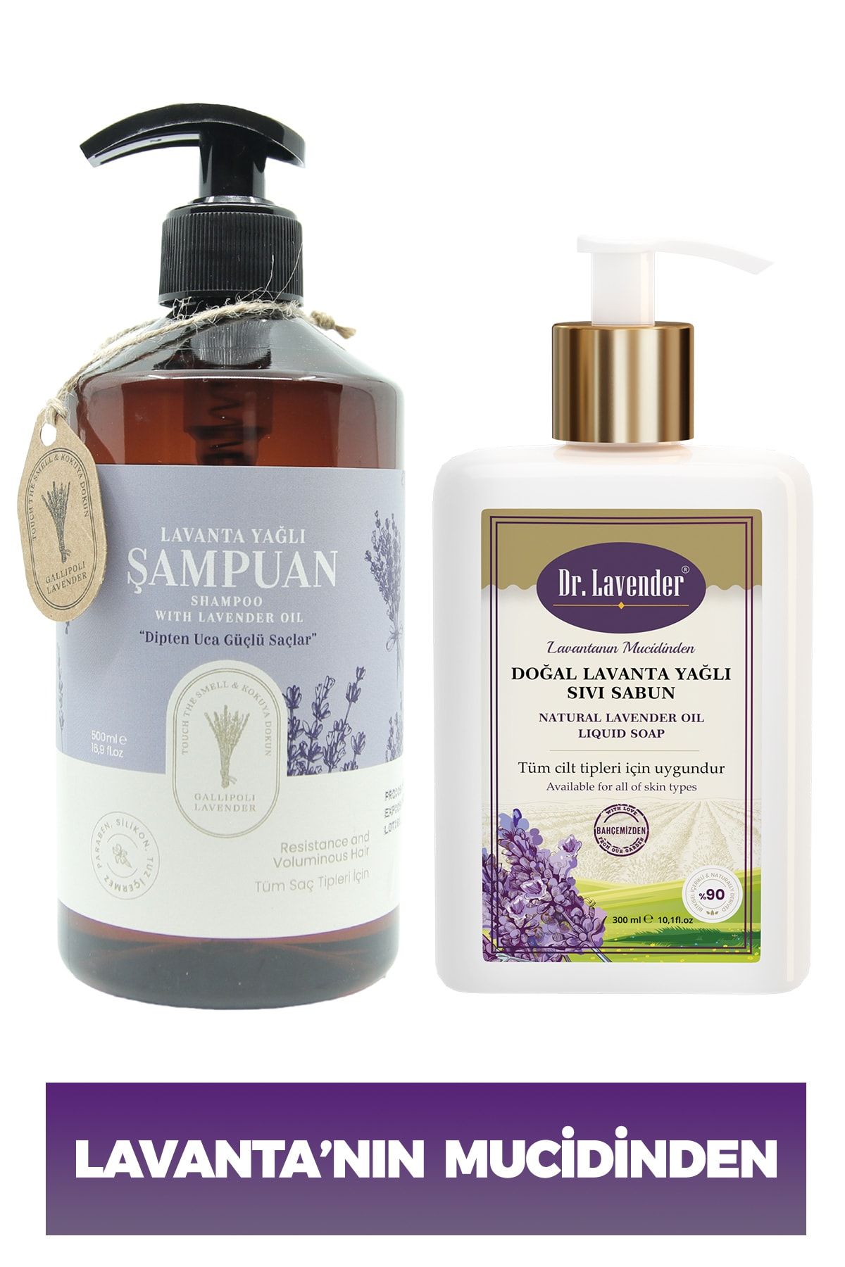Dr. Lavender Bitkisel Lavanta Yağlı Tuzsuz Şampuan 500 Ml + Bitkisel Nemlendiricili El Sıvı Sabunu 3