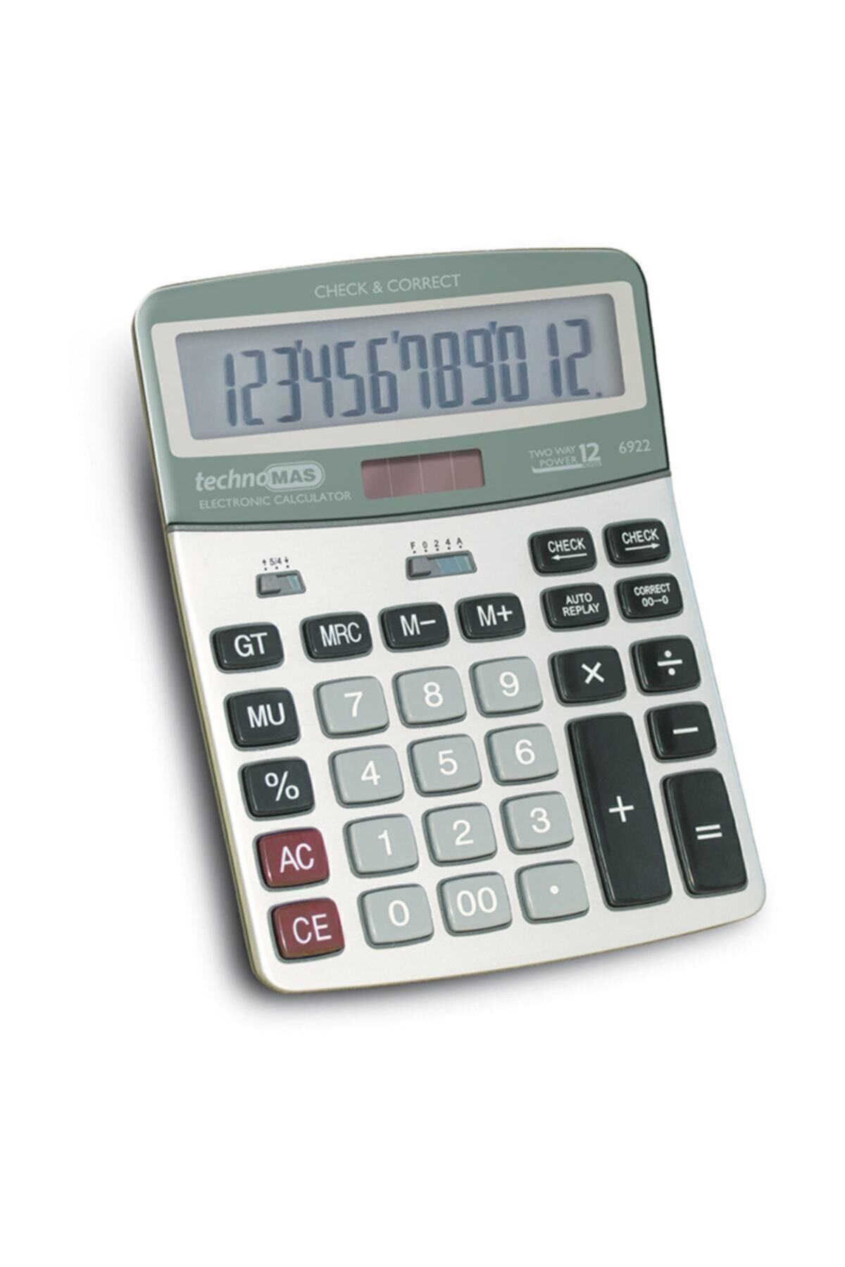 TECHNOMAS Mas Ofis Tipi Metal Panel Düzeltmeli Hesap Makinesi 6922