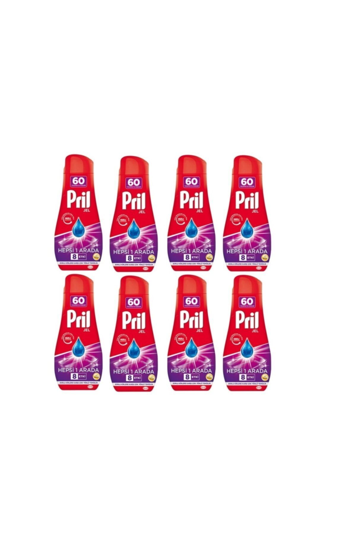 Pril Jel Hepsi Bir Arada 8 Etki 60 Yıkama * 8 Adet