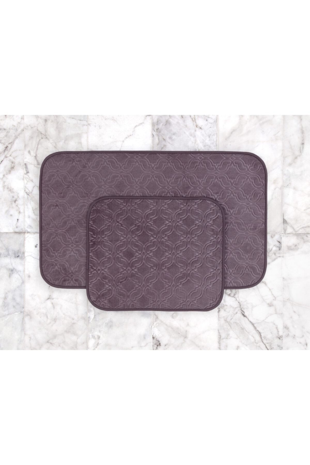 Madame Coco Prunella 2'li Banyo Paspası - Koyu Mürdüm - 60x100 + 50x60 Cm