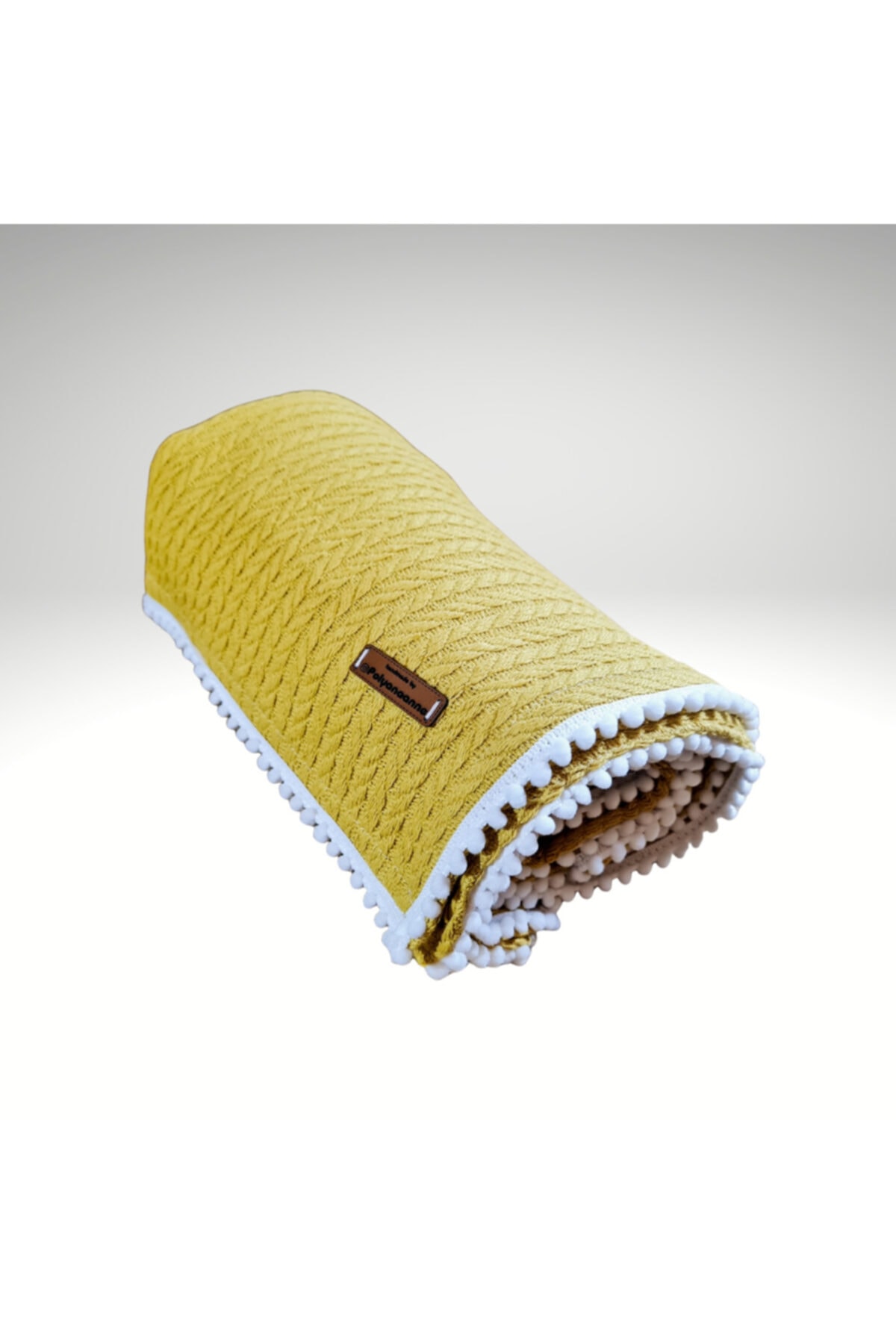 POLYMUSLİN Örgü Desen Hardal Sarısı Bebek Battaniyesi Müslin Bebek Battaniye Yenidoğan