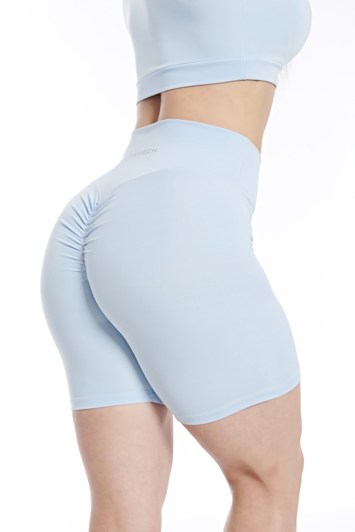 yexech Kadın Pushup Büzgülü Spor Şort - Buz Mavi - Ritim Serisi - Ice Blue Biker Rhythm Series