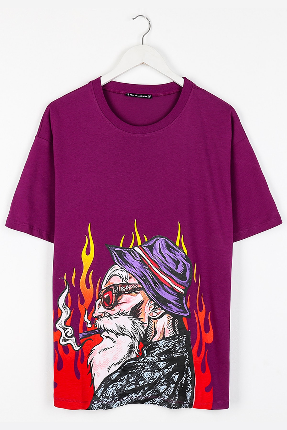 Sekizbiraltı Smoke Man Mor Oversize Unisex Tshirt