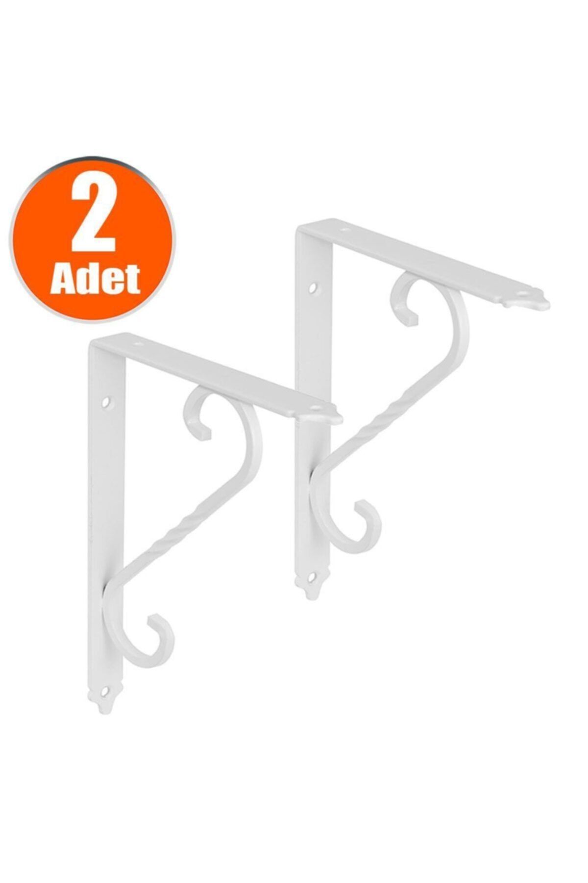 Badem10 Ferforje Raf Altı Ayak Dekoratif Raf Tutucu 135 X 190 Mm Beyaz Montaj Aparatı (2 Adet)