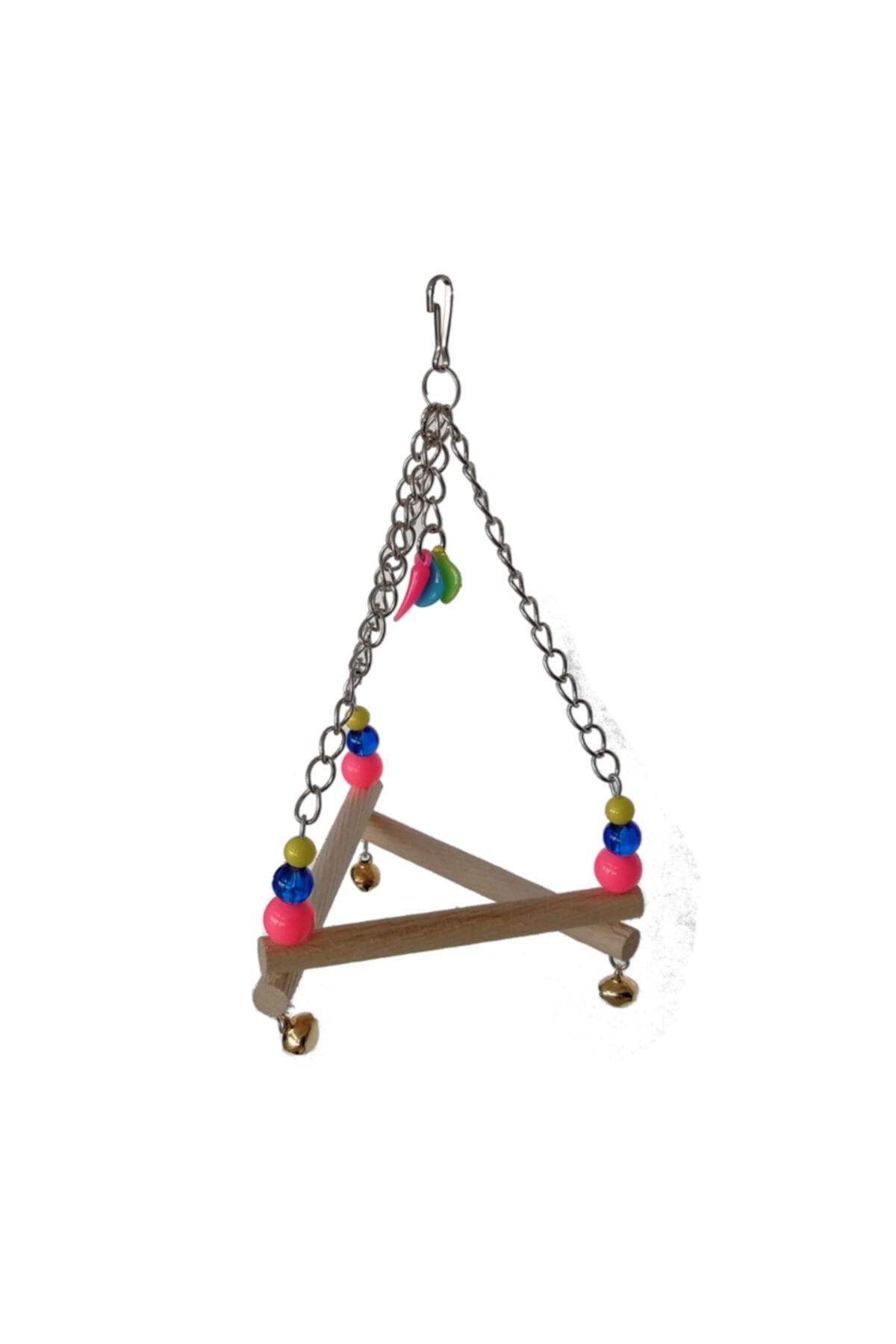 Ans Üçgen Kuş Salıncağı, Çanlı Renkli 10x18 cm