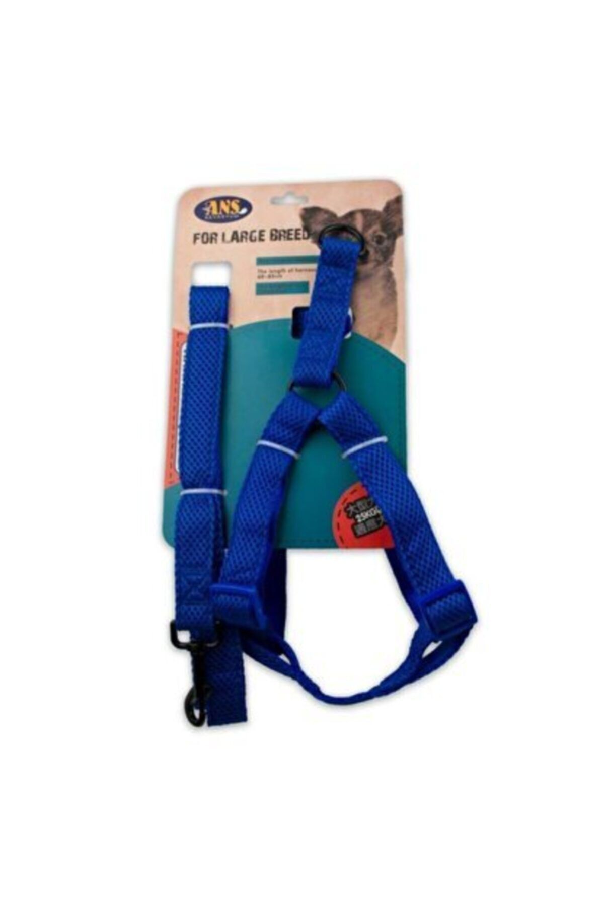 Ans Yumuşak Doku Göğüs ve Gezdirme Large Büyük Irk Köpek Tasması 120x2 5 cm Mavi
