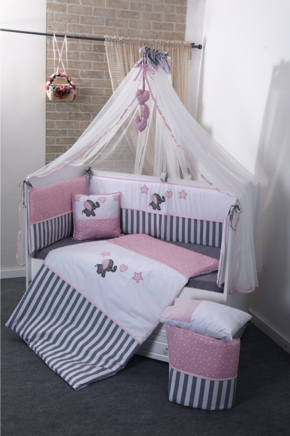 Mini Baby Doddobebek Acqua Pembe Beşik Bebek Uyku Seti 60x120 Ölçü