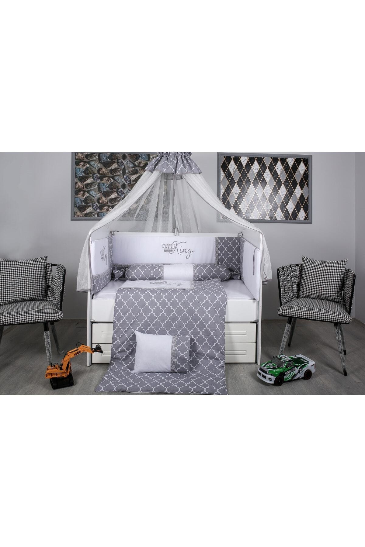 Mini Baby Kıng Gri Bebek Uyku Seti 70x130