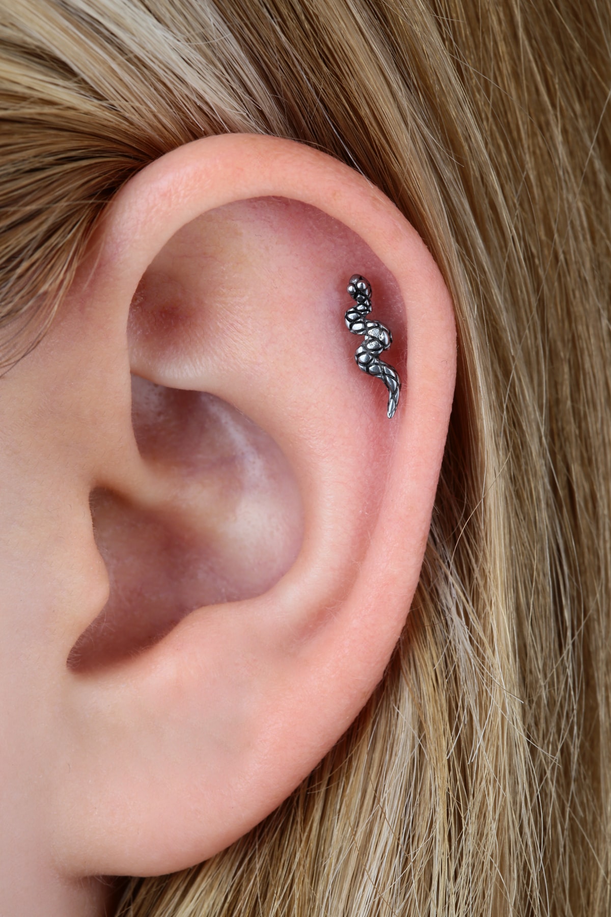 Vilma Aksesuar Gümüş Yılan Cerrahi Çelik Helix Piercing (8mm)