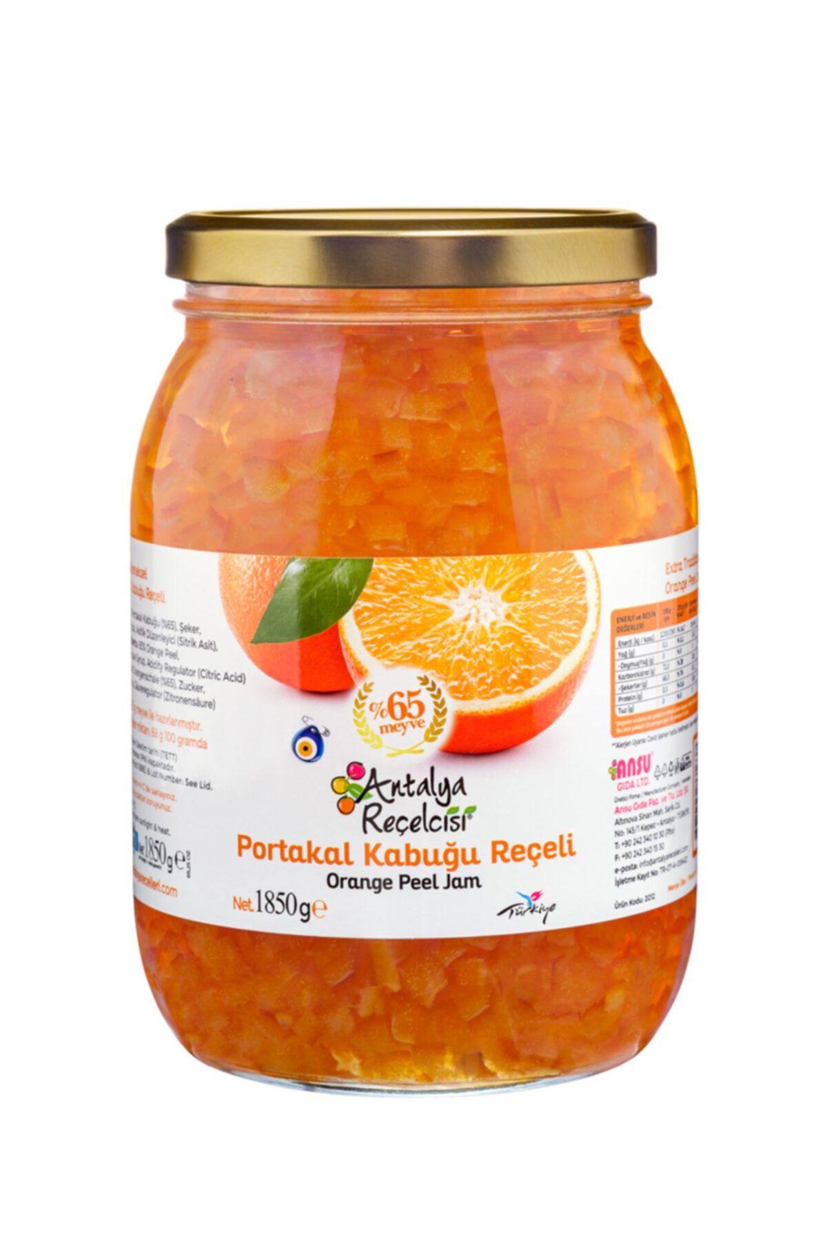 Antalya Reçelcisi Portakal Kabuğu Reçeli 1850gr